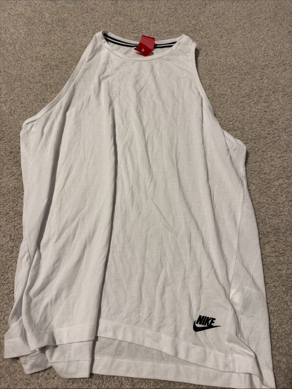 Nike White Sleeveless Tank Top with Black Logo